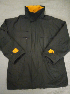 Men's L Brooks Brothers Green Heavy Lined Full Zip Winter Coat W/ Pullout Hood