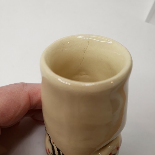 Studio Art Pottery Vase Mini 3.5" Creased Signed Cream Cherry Blossom - Picture 11 of 12