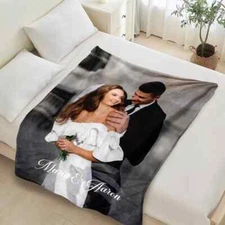 Custom Photo Blanket with Picture &Name Personalized Flannel Blanket Throw 50x60