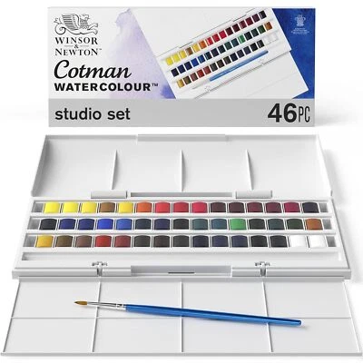 Winsor & Newton Cotman Water Colour Paints - 45 Half Pans