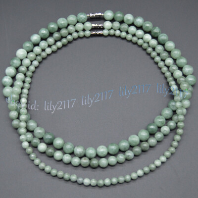 6-14mm Natural A Green Jade Jasper Round Gemstone Beads Necklace 14-36 inches