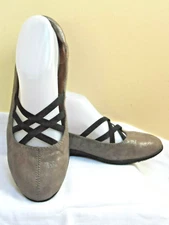 Eurosoft By Sofft Comfort Shoes Flats Metallic Pewter Bronze Elastic Womens 7.5M