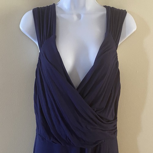 Venus Women's Navy Blue Sleeveless Cocktail Dress Size L Large Flowy Ruched Soft - Picture 4 of 16