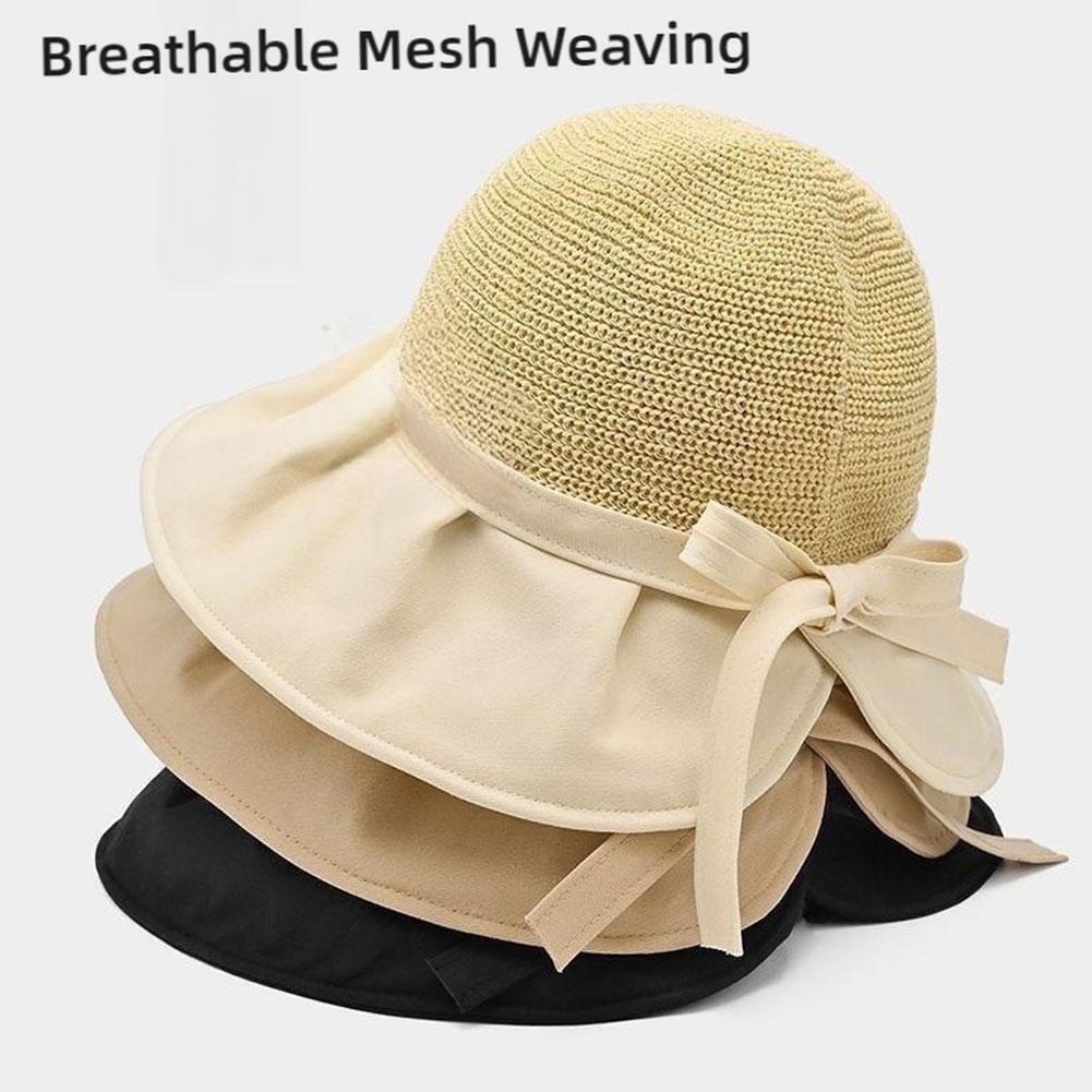 PONY Cappello da sole donna coda di cavallo visiera tesa larga berretto estivo sole spiaggia cappello pieghevole O L5K3