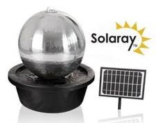 Solar Powered Sphere Water Feature Stainless Steel Cascade with Lights 50cm