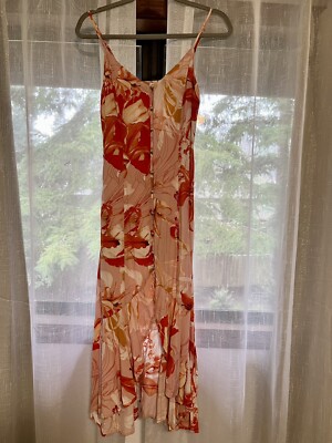 Anthropologie Able The Label Floral Maxi Dress S Small Orange Pink White  Layered | eBay