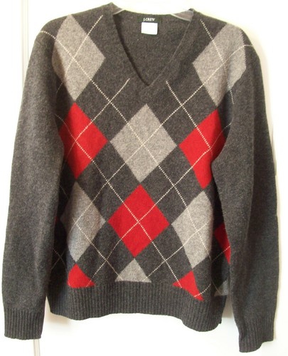 J.CREW Argyle V-Neck Sweater~100 