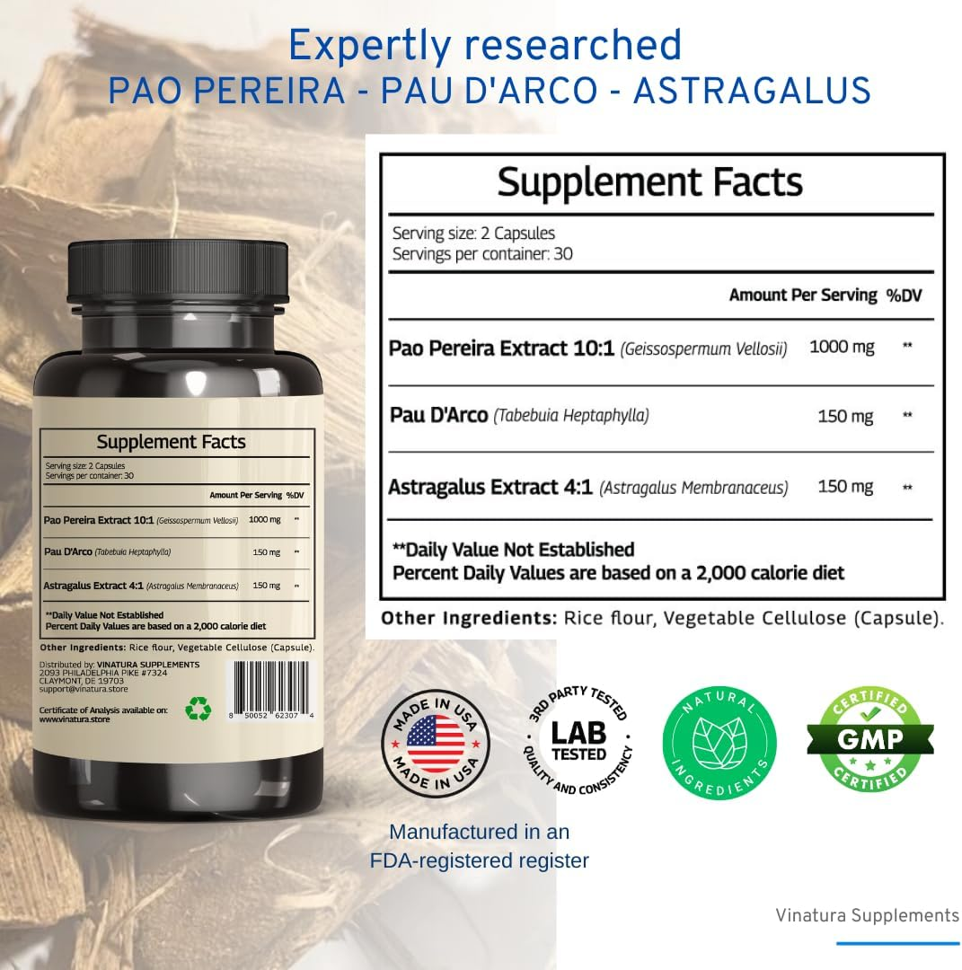 Pao Pereira + PAU D'Arco, Astragalus - 1300MG Serving, USA Made & Tested,  Stem C | eBay