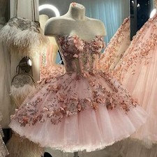 Homecoming Dresses Lace Short Tulle Prom Dress V Neck Off Shoulder Party Gowns ﻿