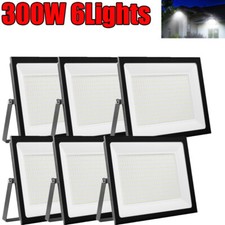 6 Pack 300W LED Flood Light Garden Outdoor Lamp Yard Security Spotlight Fixtures