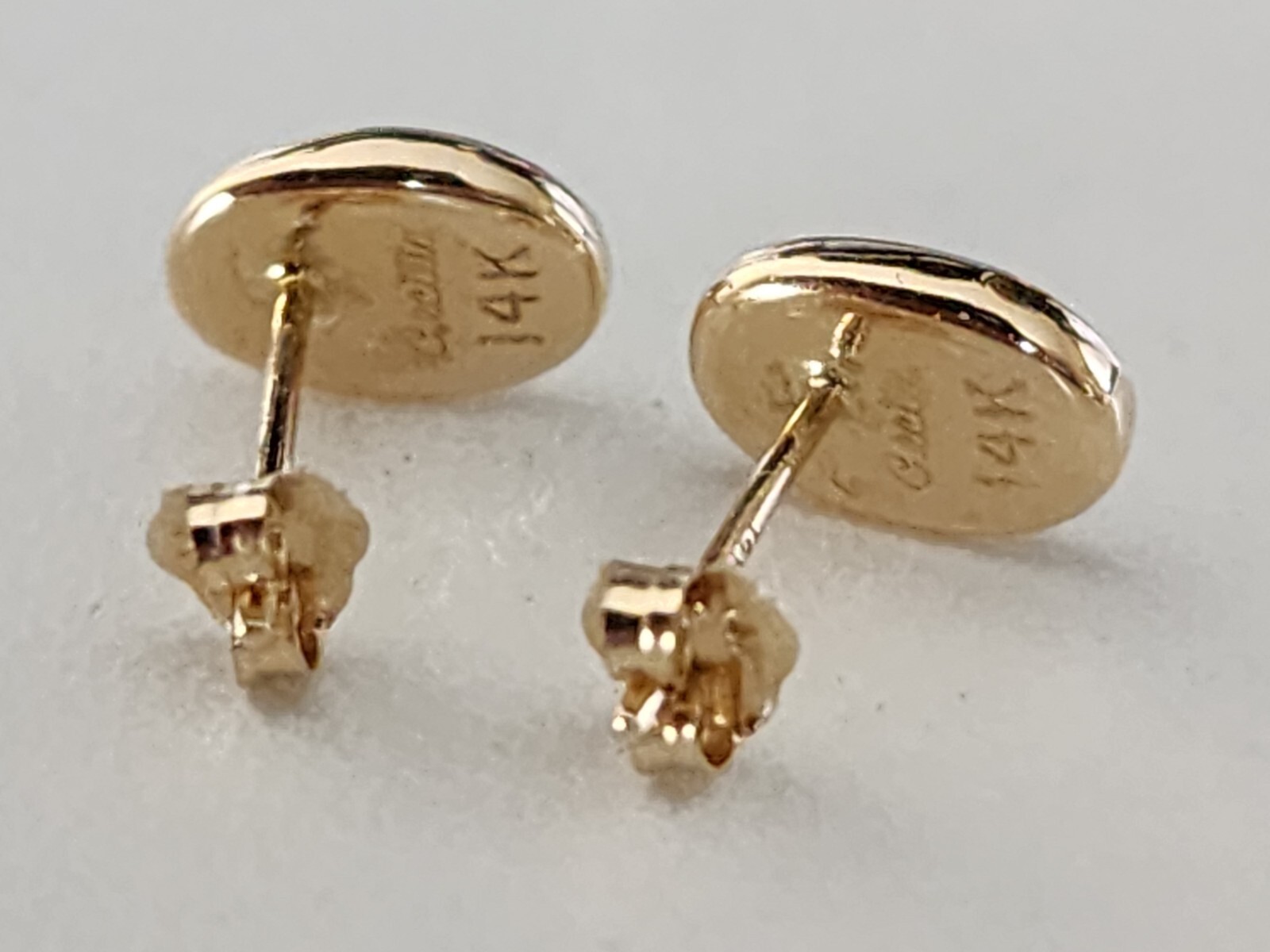 14K Solid Gold Porcelain Lighthouse Stud Earrings - image 4