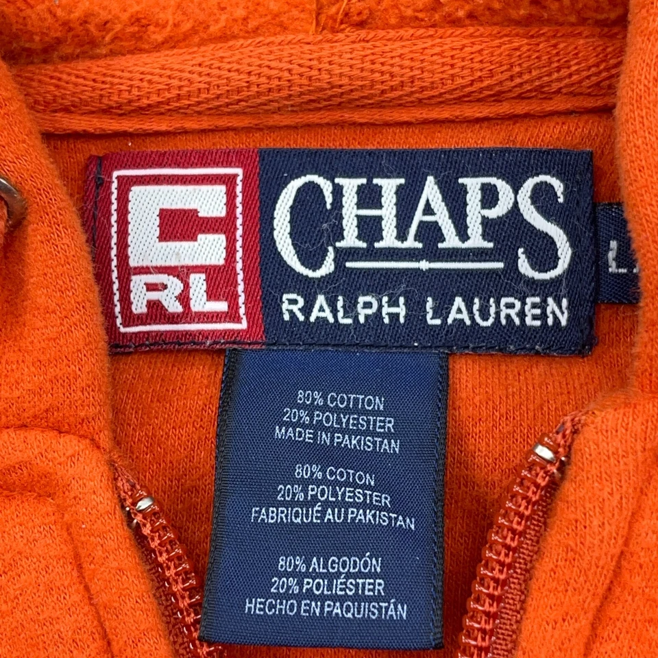 De colección Ralph Lauren Chaps Sudadera con Capucha Hombres Grande Naranja Azul Sudadera Chaqueta Y2K Foto 4 de 4