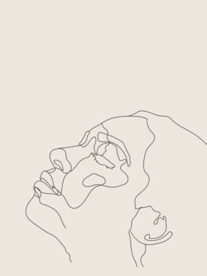 Linienzeichnung Gesichter Frau minimalistischer Wandkunstdruck gerahmt 12x16