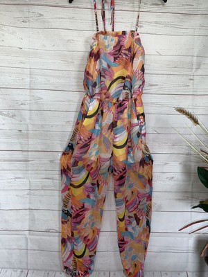 Sheer Floral Jogger Pant Jumper Romper Sz 4 Jumpsuit Swim