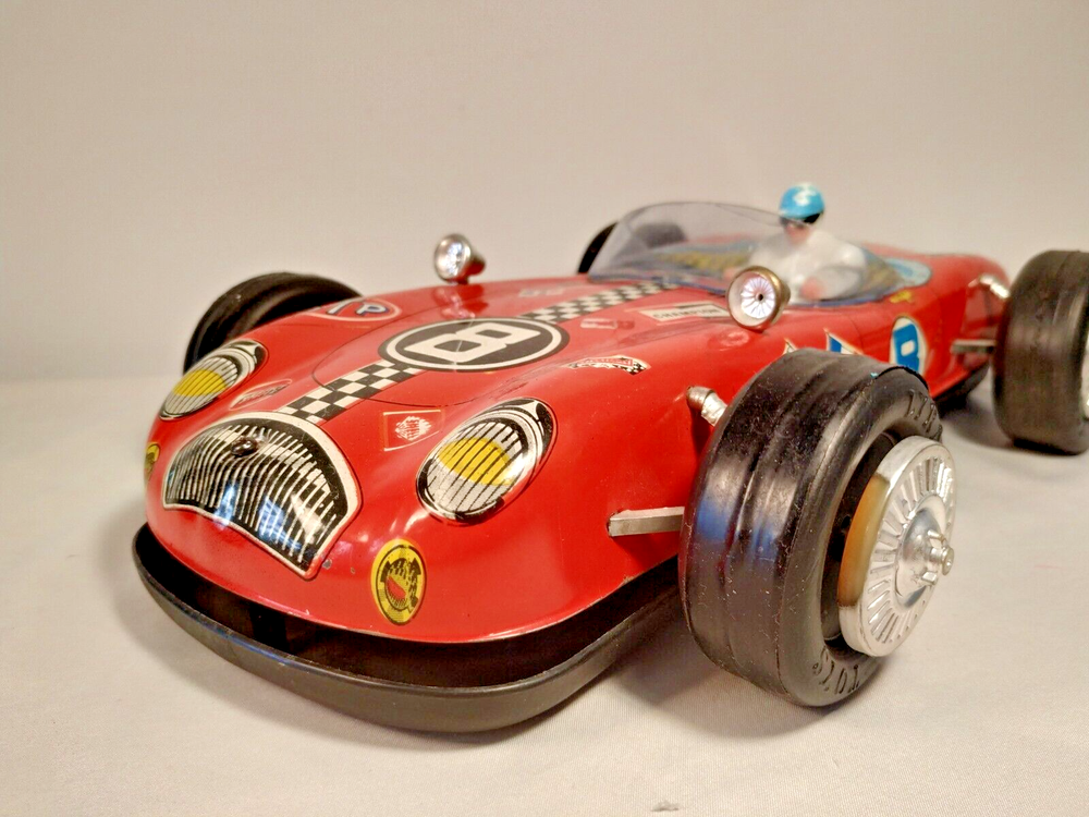 Greek Tin wind up Litho Porsche race car rally acropolis 60s n8