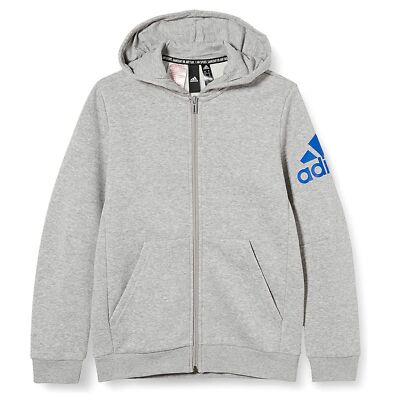 ADIDAS PERFORMANCE ESS KINDER HOODIE JUNGEN JACKE  KAPUZENJACKE SWEATJACKE GRAU