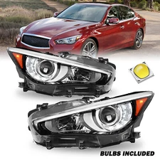 For 2014-2022 Infiniti Q50 LED DRL w/o AFS Projector Headlights Assembly Lamps