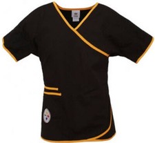 NFL Pittsburgh Steelers Scrub Dudz Top Black Uniform Nurse Hospital Women XS