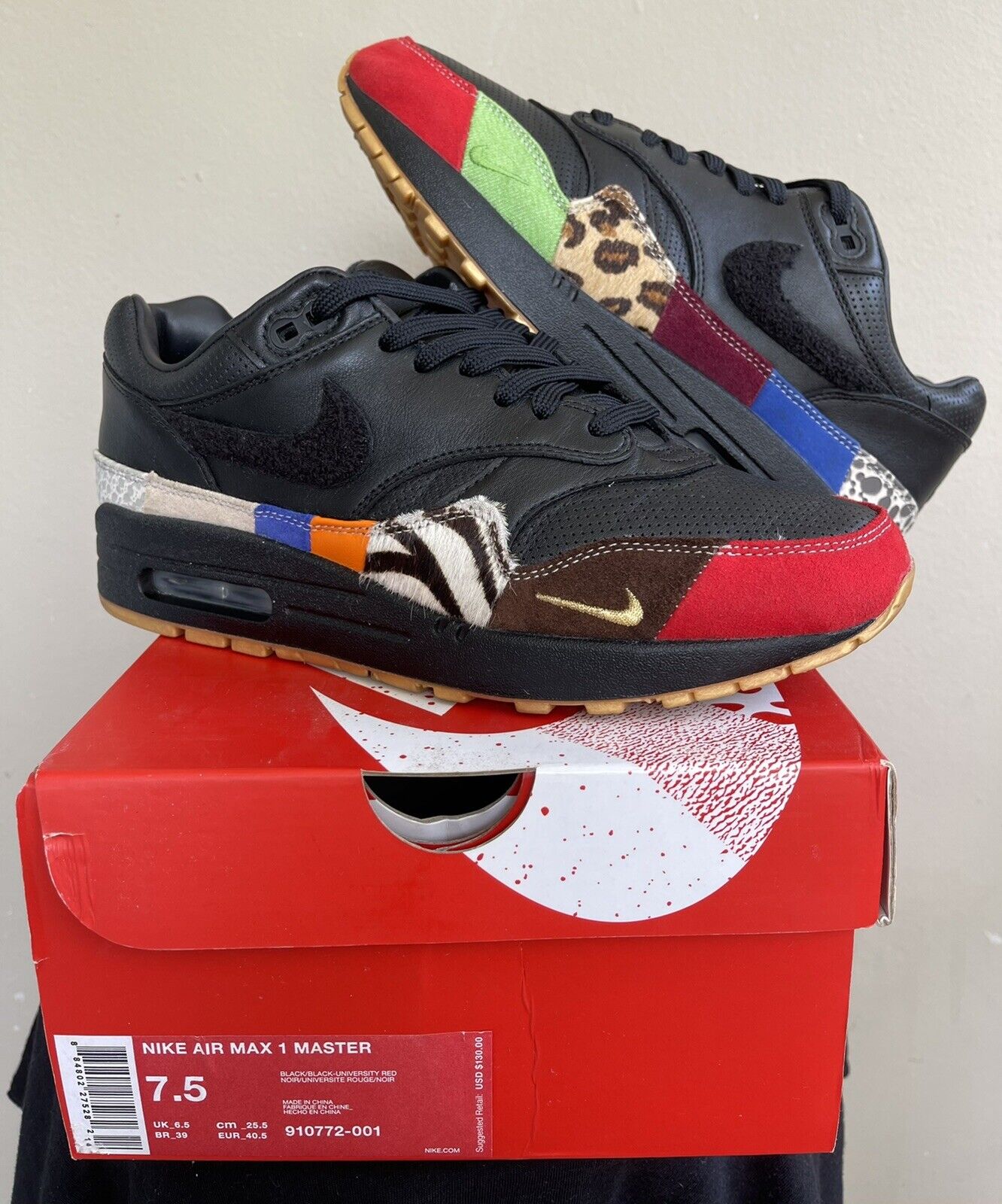 Rare Nike Air Max 1 I Master Anniversary Day Black/University Red 910772-001 |