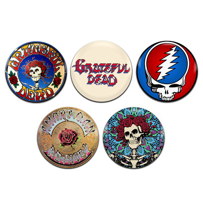 5x Grateful Dead Band Psychedelic Rock 25mm / 1 Inch D Pin Button Anstecker