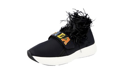 PRADA Neoprene Feathers Slip-on Sneakers 1S113 Black -  US 9.5 EU 39,5 40 UK 6.5