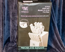 HUNTER.DUAL Knife Set, 15 Piece Kitchen Knife Set with Block Self Sharpening