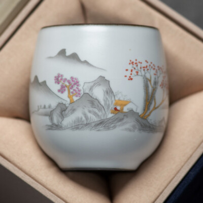 Ceramic Tea Cup, Jingdezhen Ru Kiln Opening, Chinese Kung Fu Tea Set, Tea Cup