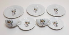 Vtg. Porcelain Children  s Dish Set Made In Japan 7 Piece Set Child/Daisys