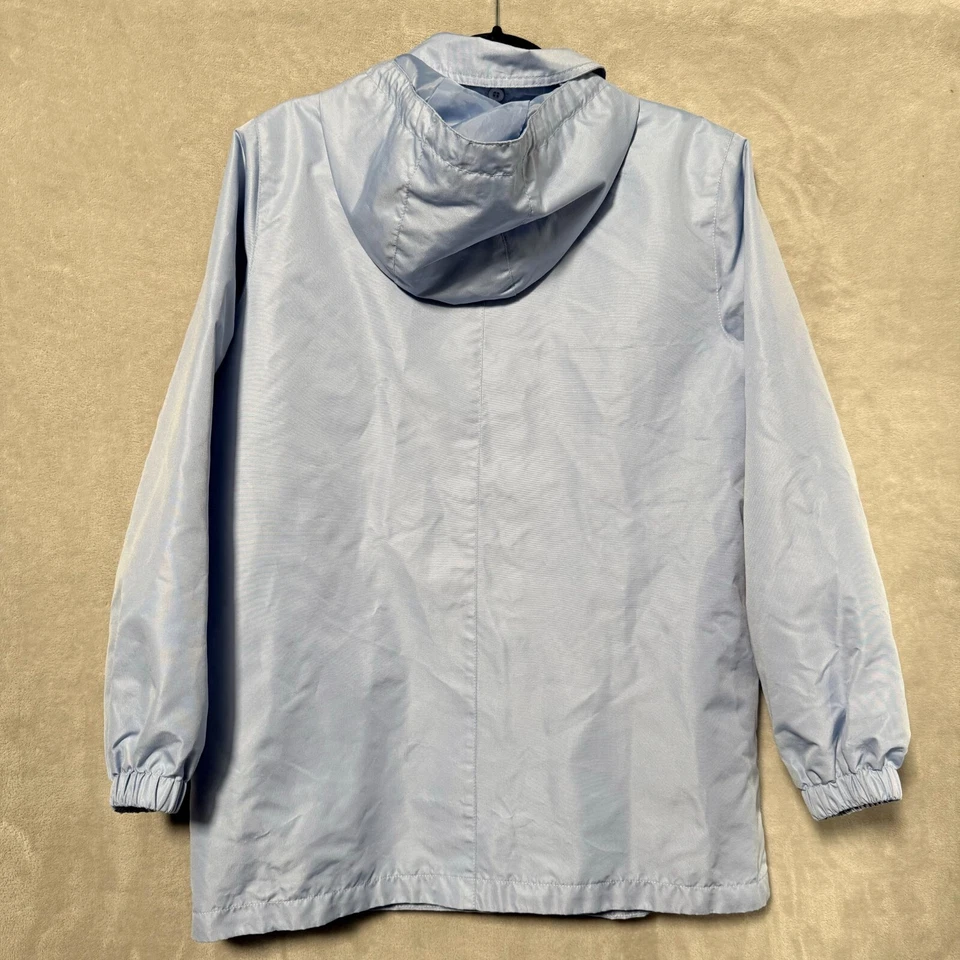 Chaqueta cortavientos Blair para mujer azul medio ligera con capucha cordón botón Foto 2 de 4