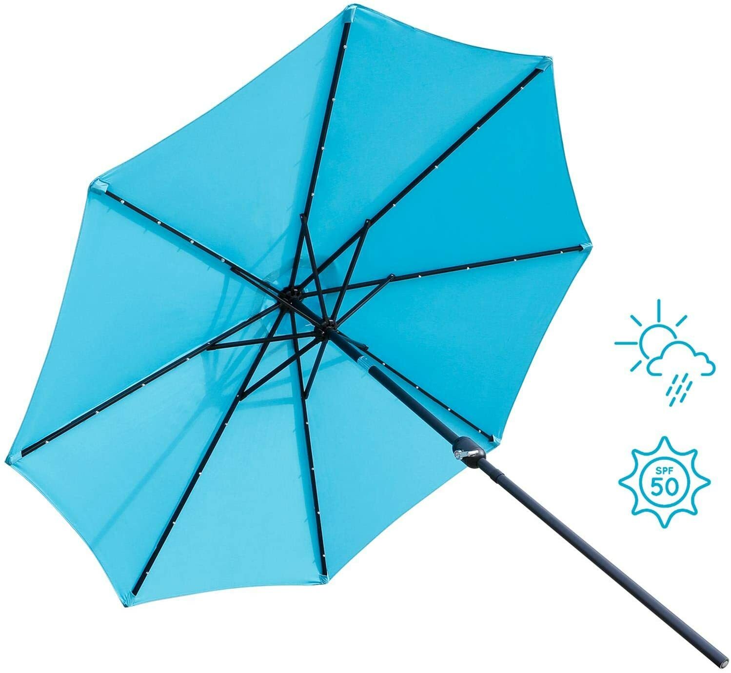 Sun Ray 9 Solar Lighted Patio Umbrella Buff Beige For Sale Online Ebay