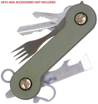 KeyBar Utility Tool Pocket Clip Screws W/Link For Key Fob Up To 12 Keys G10 Body