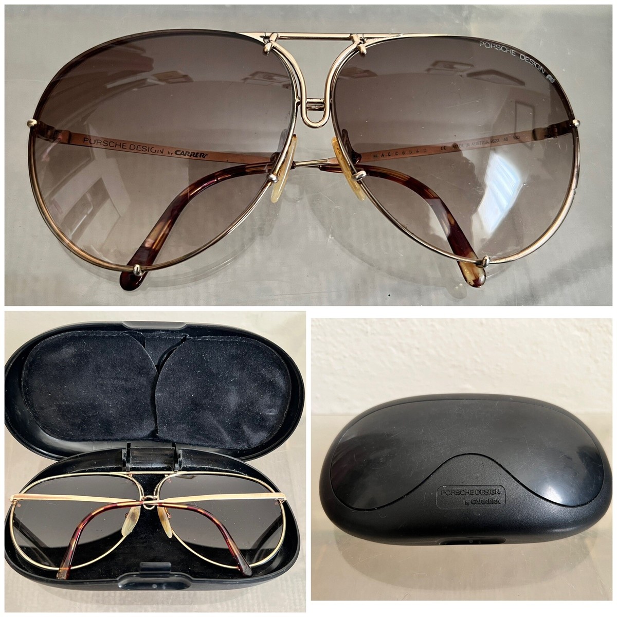 PORSCHE y2k アビエーター モード レトロ サングラス ケース付き VINTAGE CARRERA PORSCHE DESIGN SUNGLASSES Gold 5623 Case AUSTRIA