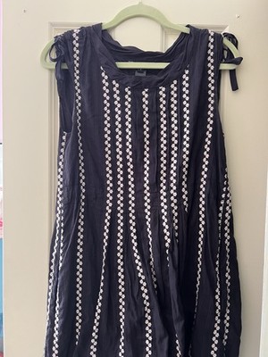 Marc by Marc Jacobs S Cotton Mini Sheath Dress Navy/White Striped Embroidered