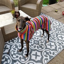 18”zigzag fleece dog coat , whippet,italian greyhound , lurcher