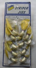 Arkie ASJ1-8 1 oz. Striper Banana Jig WH Head Yellow Bucktail Card of 12