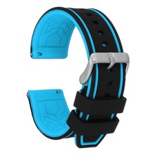 Silicone Watch Bands 24mm Soft Quick Release Watch Band, Black Light Blue