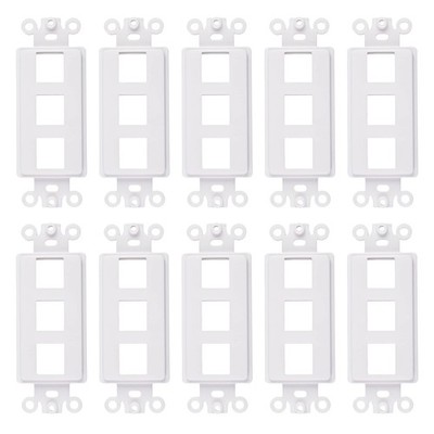 3-Port Decorator Keystone Insert Wall Plate Adapter White 10 Pack