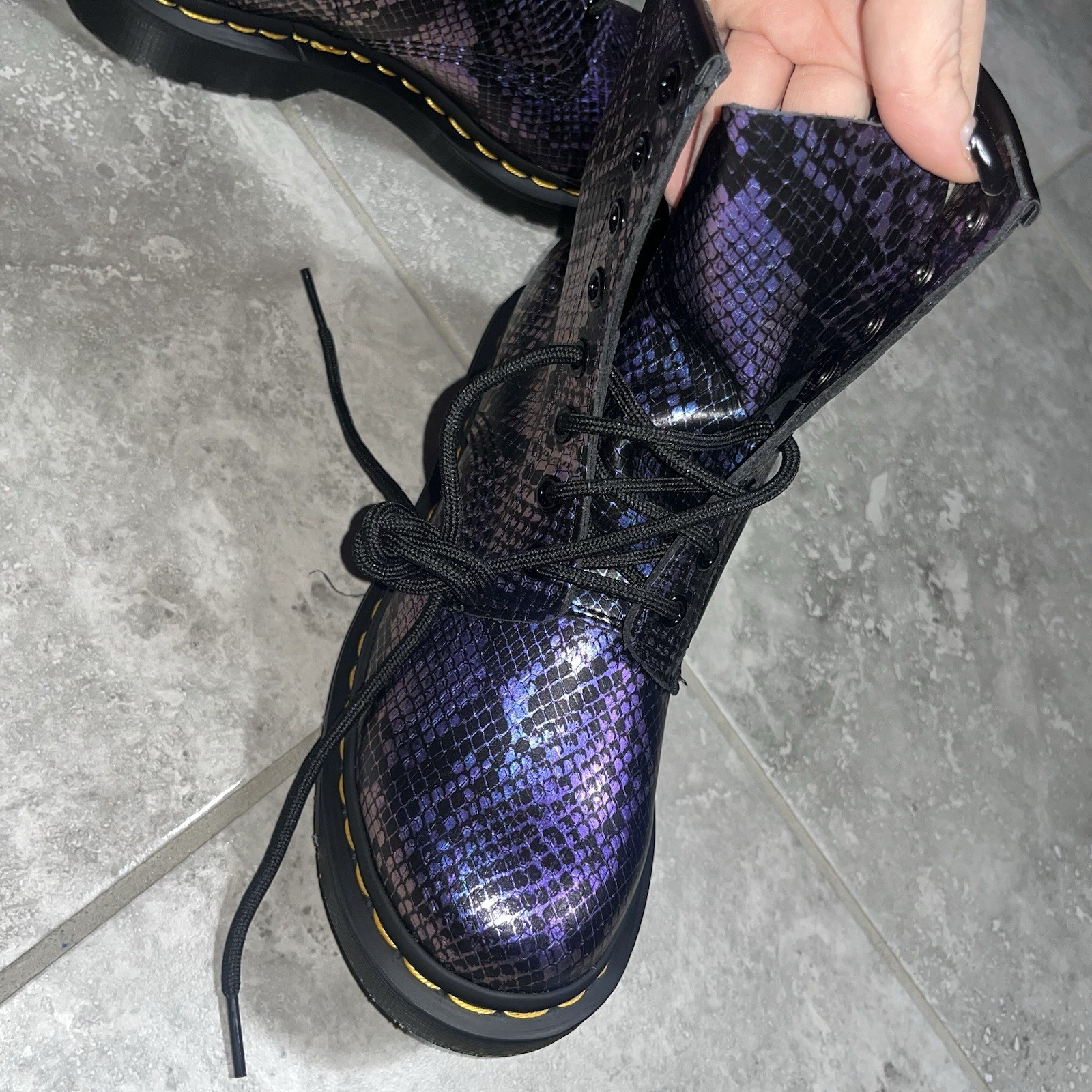 Dr Doc Martens 1460 Snake Emboss Lace Up Leather Boots Punk Goth Womens 7 thumbnail 13