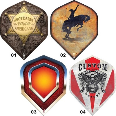 Shot Americana Flights 100 Micron Dartflights Souped Route 66 Bronco TIN Auswah