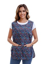 Women Cobbler Apron Smock Cotton Printed Apron with 2 Patch Pockets and Side ...