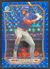 2026 Bowman Carson Benge Chrome Prospects Blue Geometric Refractor /150 Mets