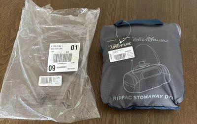 NWT Eddie Bauer, Blue Topaz RIPPAC Stow Away Duffle Bag, 40L CARRY ON NEW