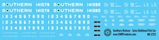 N Scale - Southern Railway Seico Bulkhead Flatcar Decals