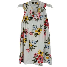 Old Navy White Floral Swing Dress Lace Up Sleeveless Lace Summer Size MP