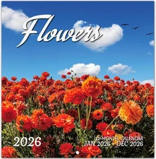 2026 Flowers Calendar, 12 Month Garden & Floral Monthly Wall Planner