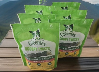 Lot of (6) Greenies Occupy Twists Natural Dog Treats Regular Size 25-50 Pounds 