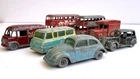 Vintage Toy Cars x 7 Job Lot - Lesley  VW Beetle, Black Cab, Vans, Red Bus x 2
