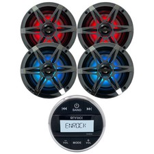 Enrock Bluetooth Marine Gauge Stereo, 4x 6.5" Inch LED Light's Marine Speakers