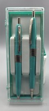 Vintage Made in USA Turquoise Pen Mechanical Pencil Set Original Case MCM