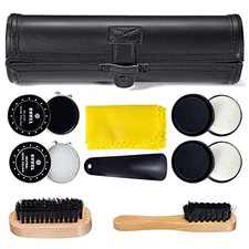 Shoe Shine Cleaning Care Barrel Kit Set For Brown Black Neutral Leather With